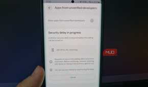 Samsung phone displaying the remaining security delay before unverified-app installation can be enabled