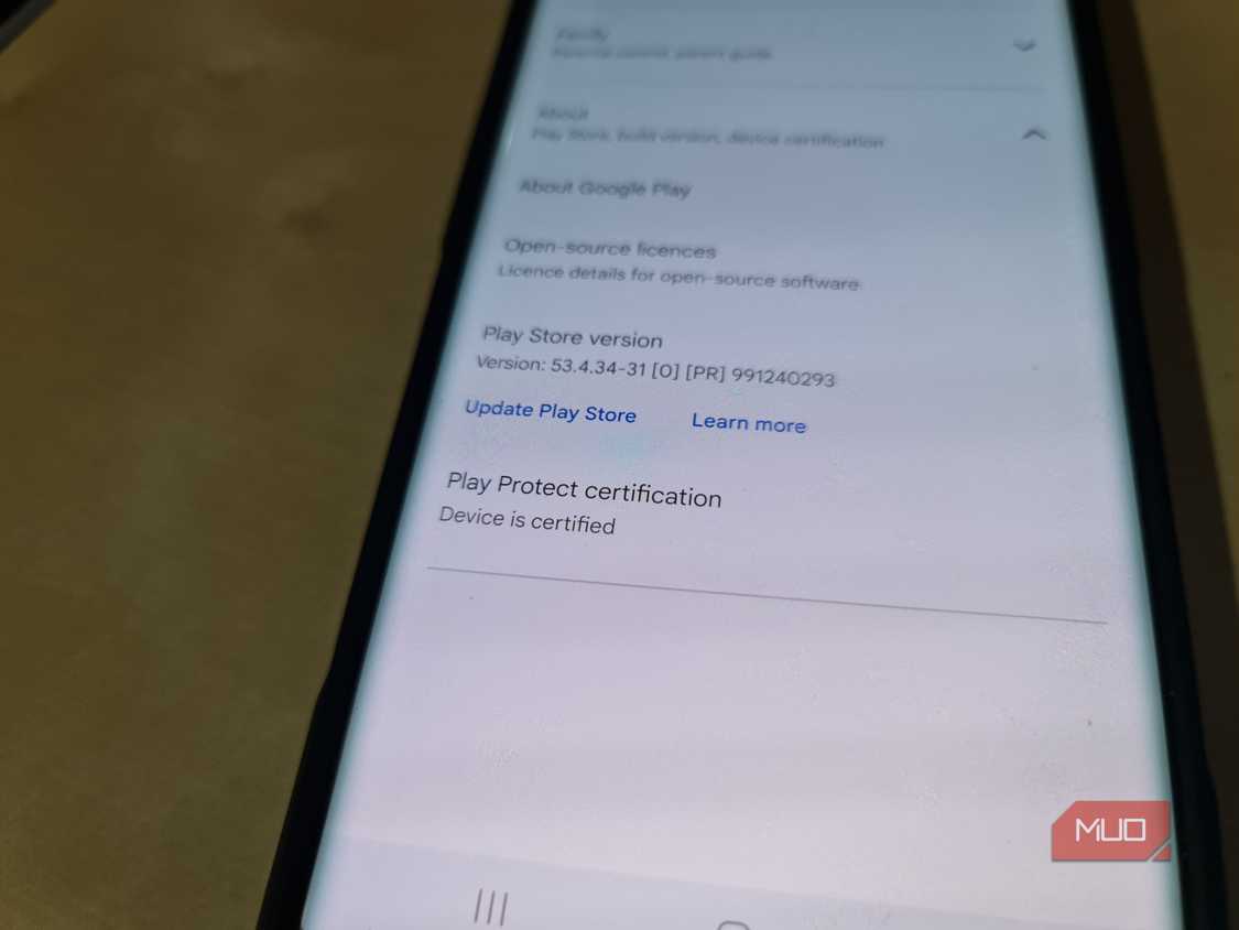 Google Play Store showing the Samsung Galaxy Note 20 is Play Protect certified