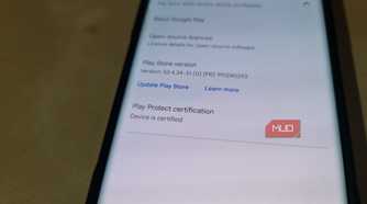 Google Play Store showing the Samsung Galaxy Note 20 is Play Protect certified