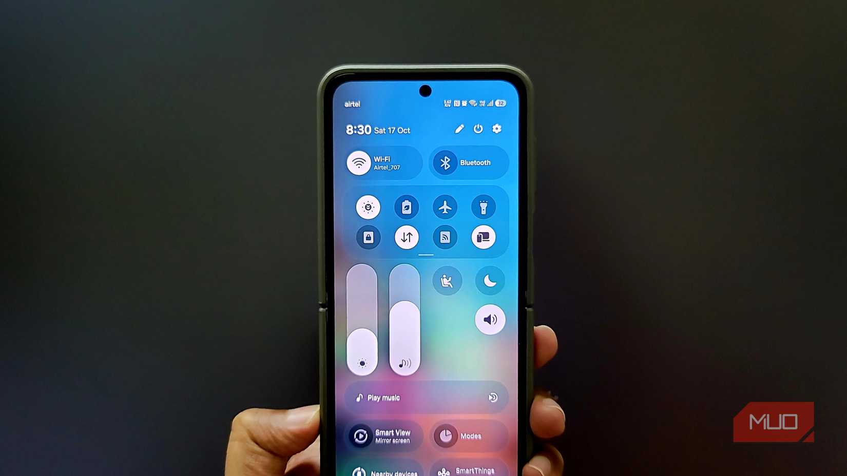 android smartphone control center quick settings menu