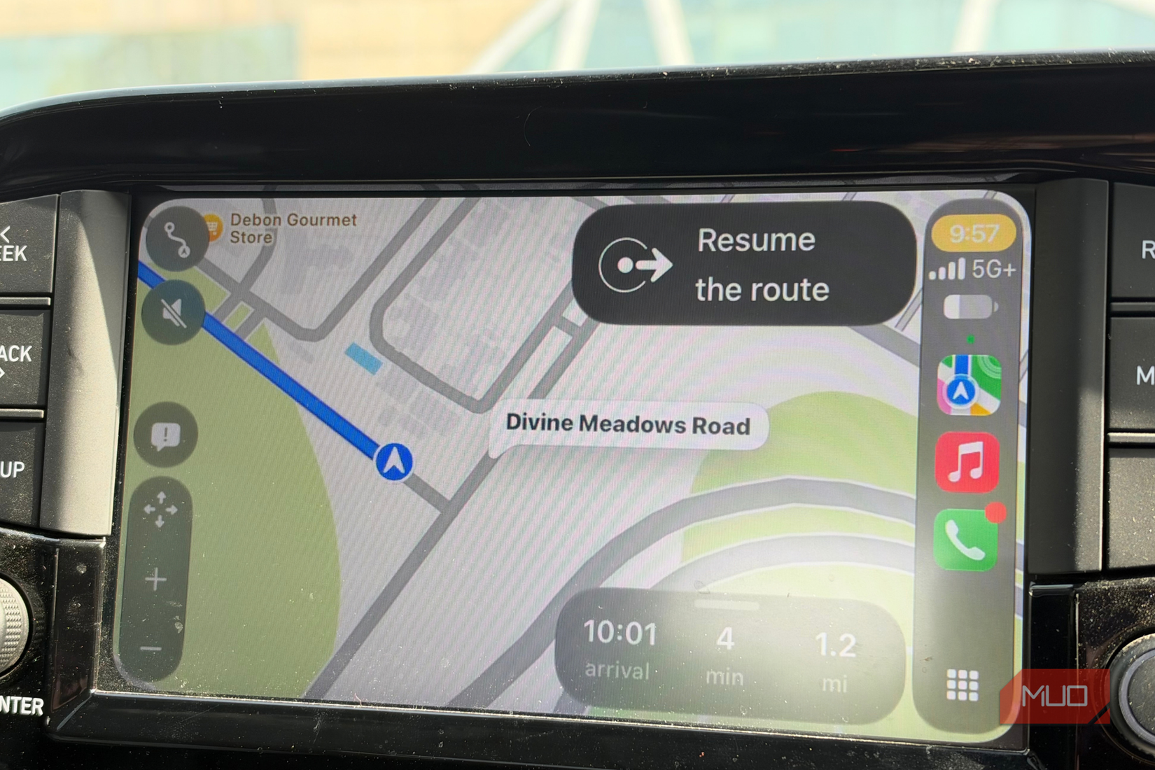 Apple Maps opened on Apple CarPlay
