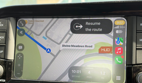 Apple Maps opened on Apple CarPlay