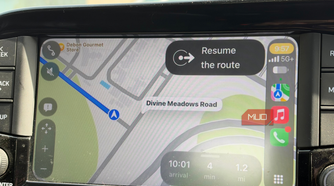 Apple Maps opened on Apple CarPlay