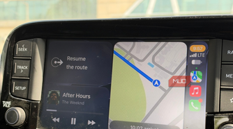 Apple Music and Apple Maps side by side on Apple CarPlay