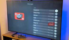 Apple TV 4K storage showing downloaded apps.