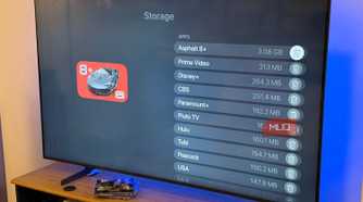 Apple TV 4K storage showing downloaded apps.