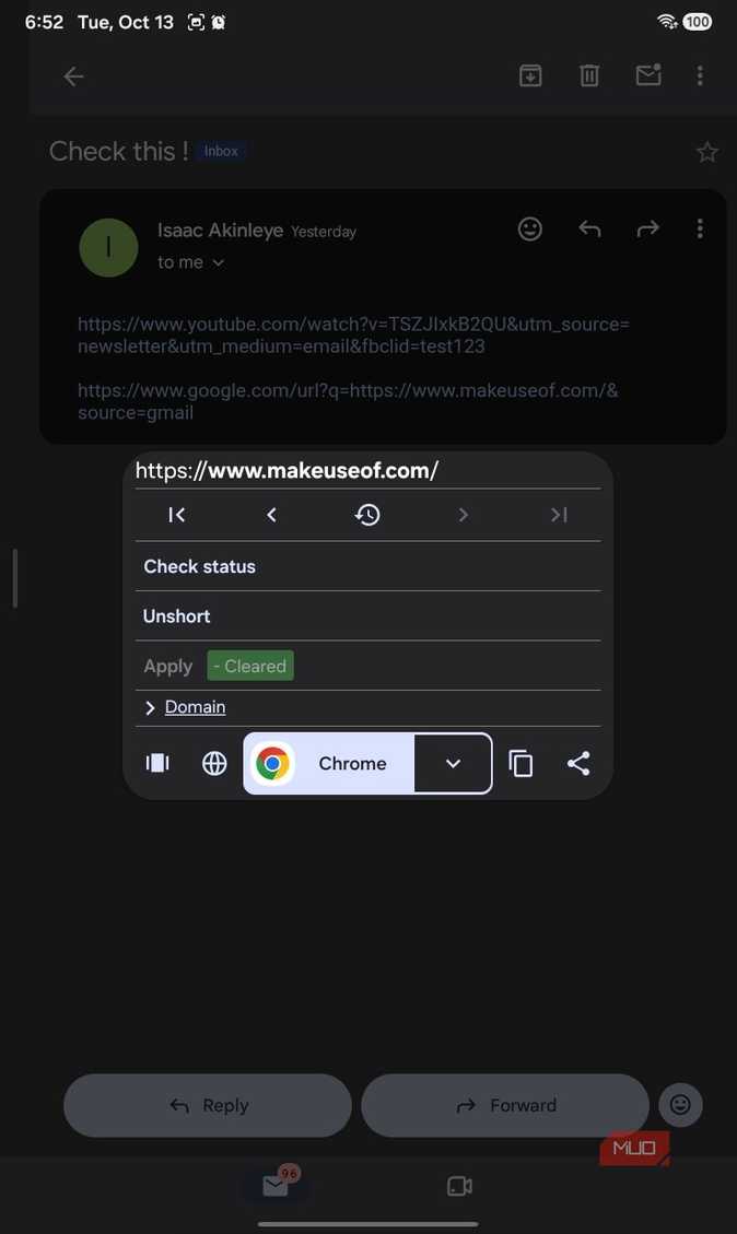 Фильтрация адреса MakeUseOf Очистка URL-адреса публикации перед открытием в браузере