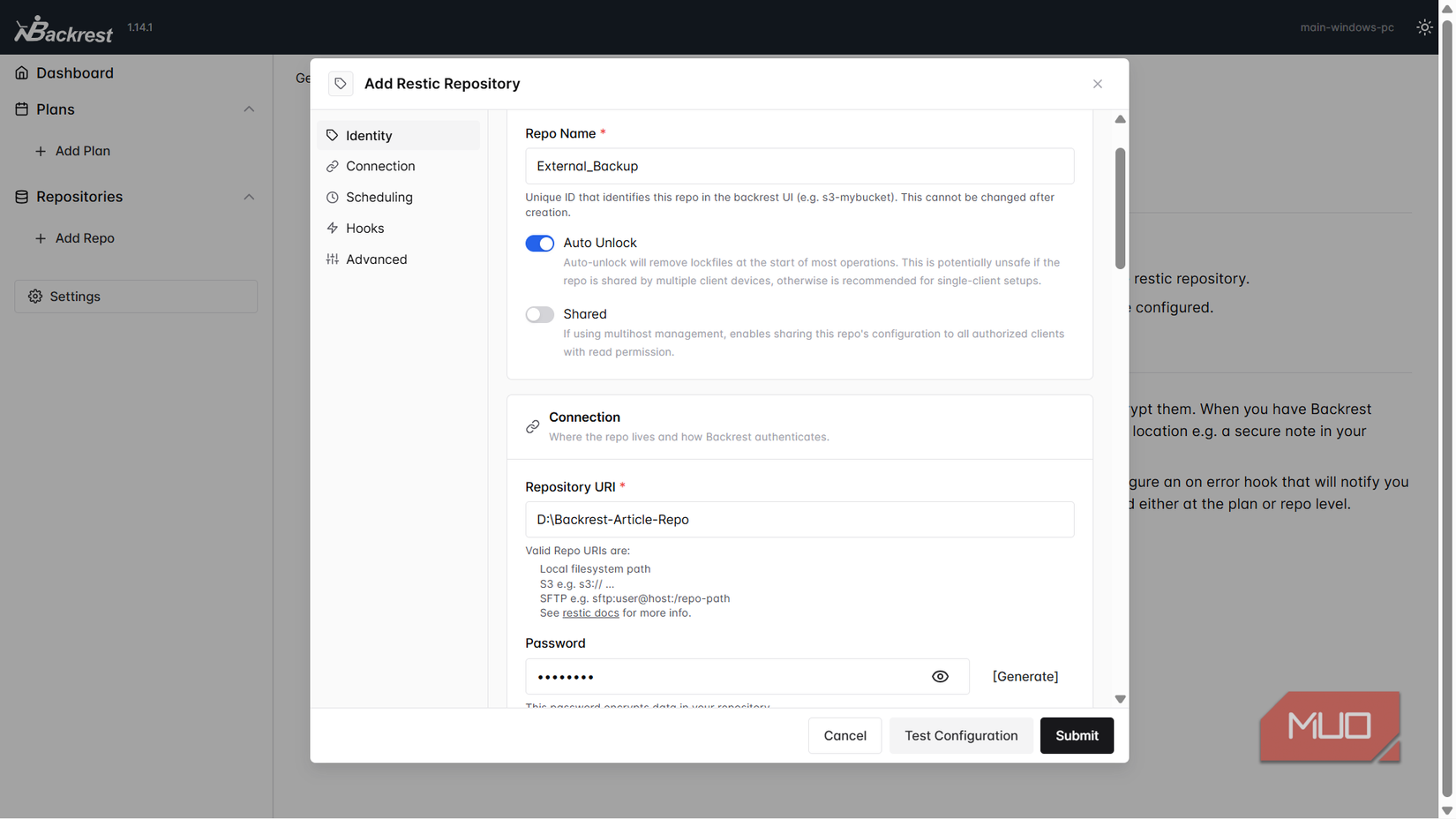 backrest-restic-repository-setup