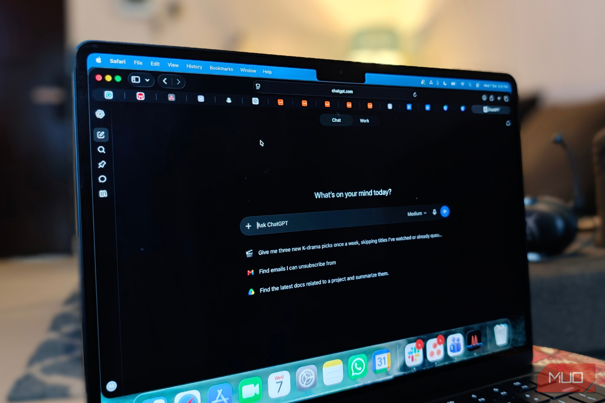 ChatGPT opened on a browser on MacBook Air