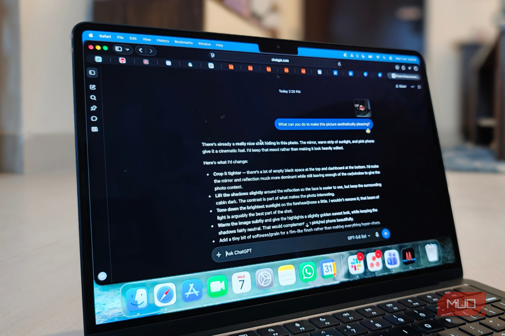 ChatGPT prompts and rewrites on MacBook