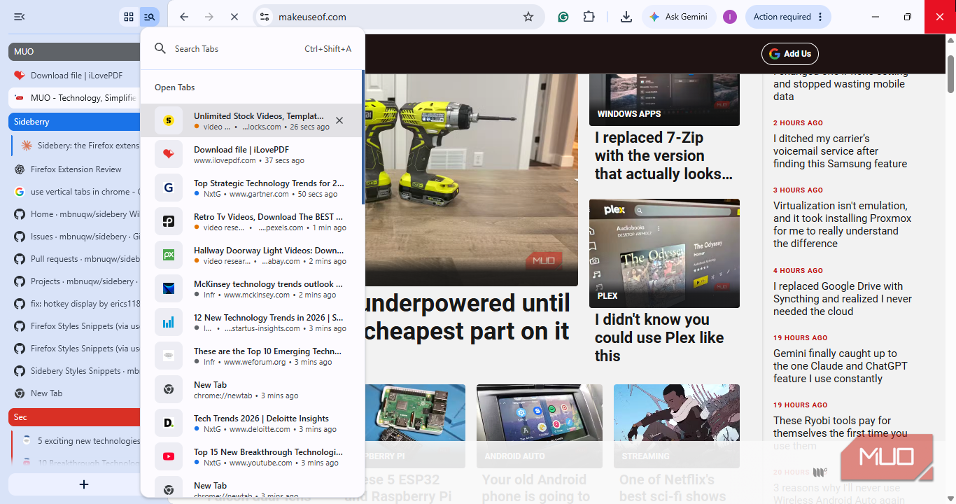 Chrome vertical tab grouping