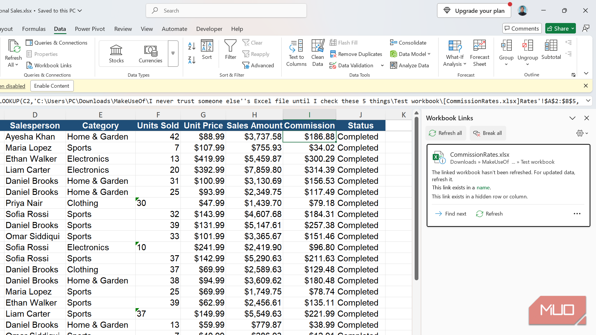 I never trust someone else's Excel file until I check these 5 things
