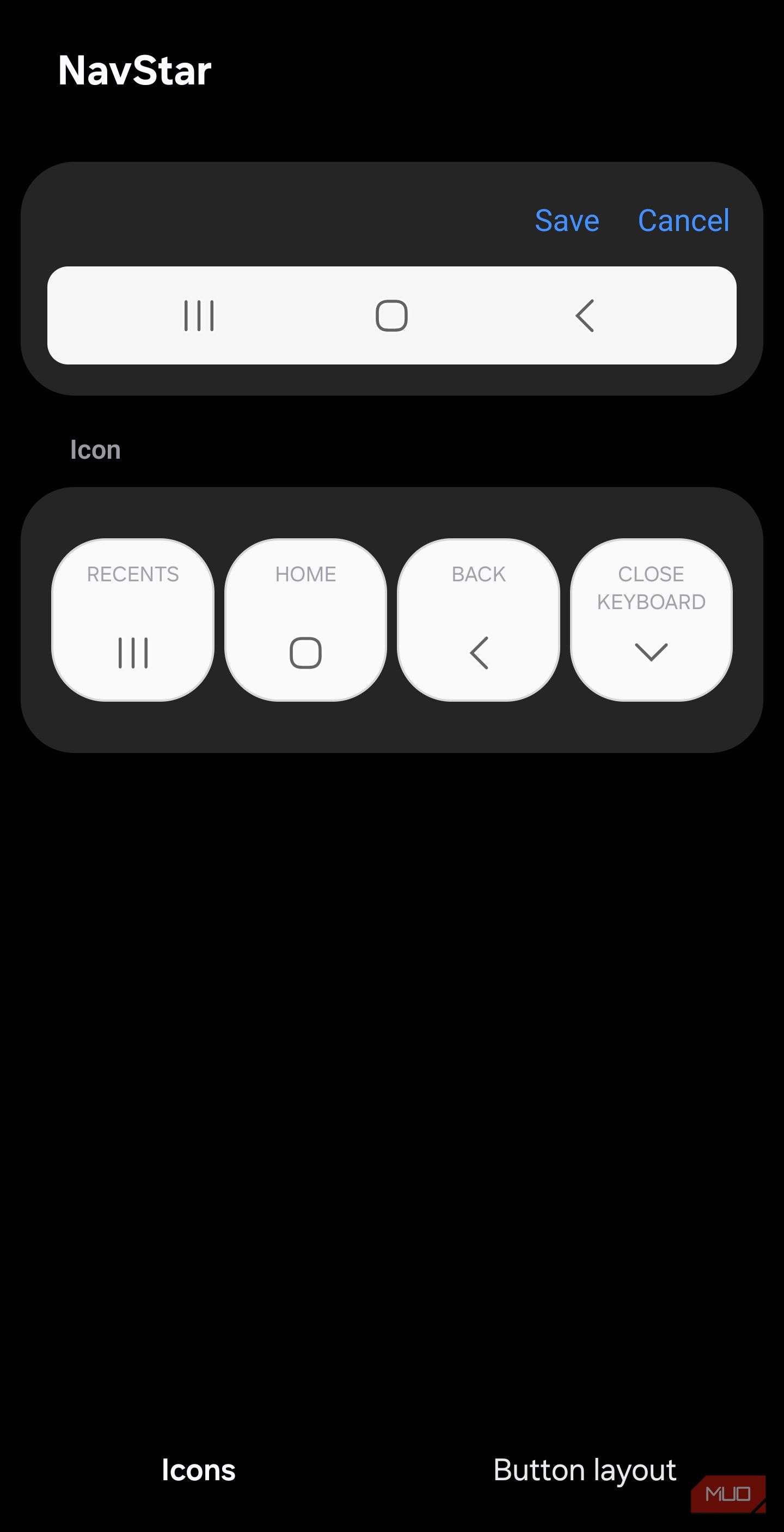 Configuring button layout in NavStar
