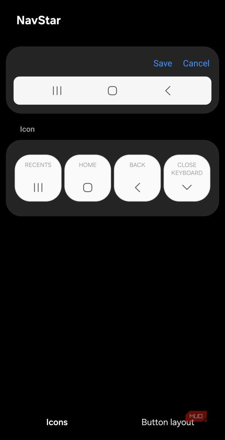 Configuring button layout in NavStar