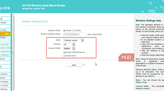 Configuring similar options for 5GHz