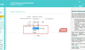 Configuring the channel width option