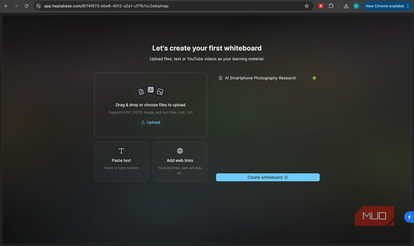 Создание доски в Heptabase Создание новой белой доски в приложении Heptabase