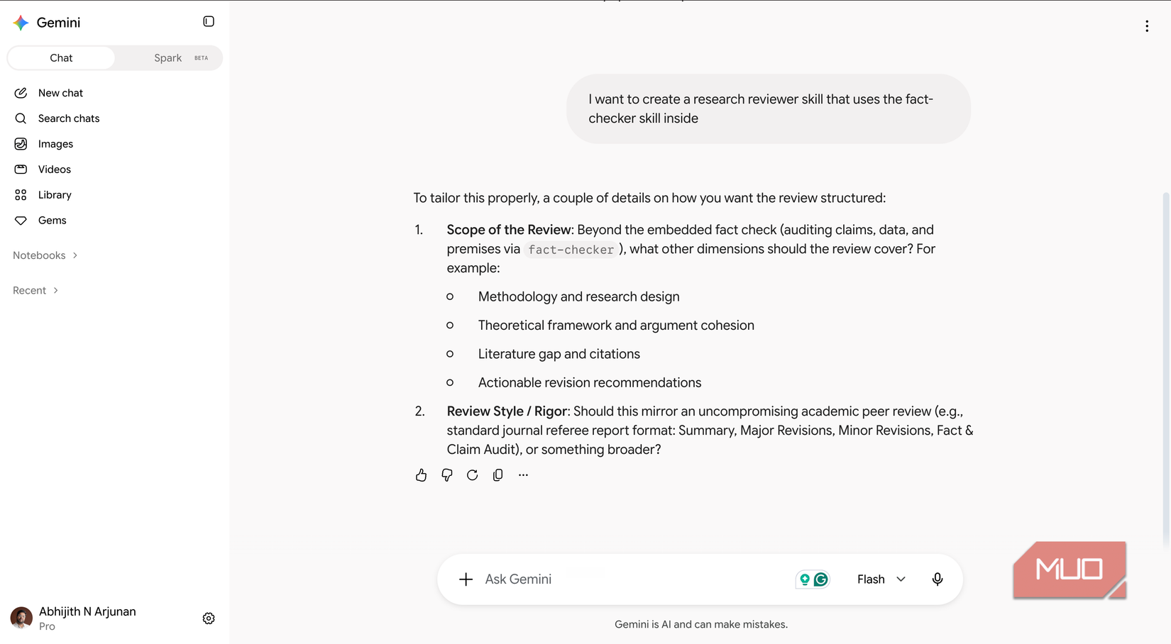 Using Gemini to create a nested skill