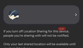 Device location sharing toggle in Google settings