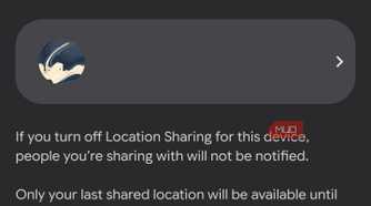 Device location sharing toggle in Google settings