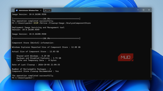 DISM command clearing WinSxS storage