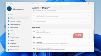 Display settings on Windows 11 PC