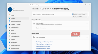 Display settings on Windows 11