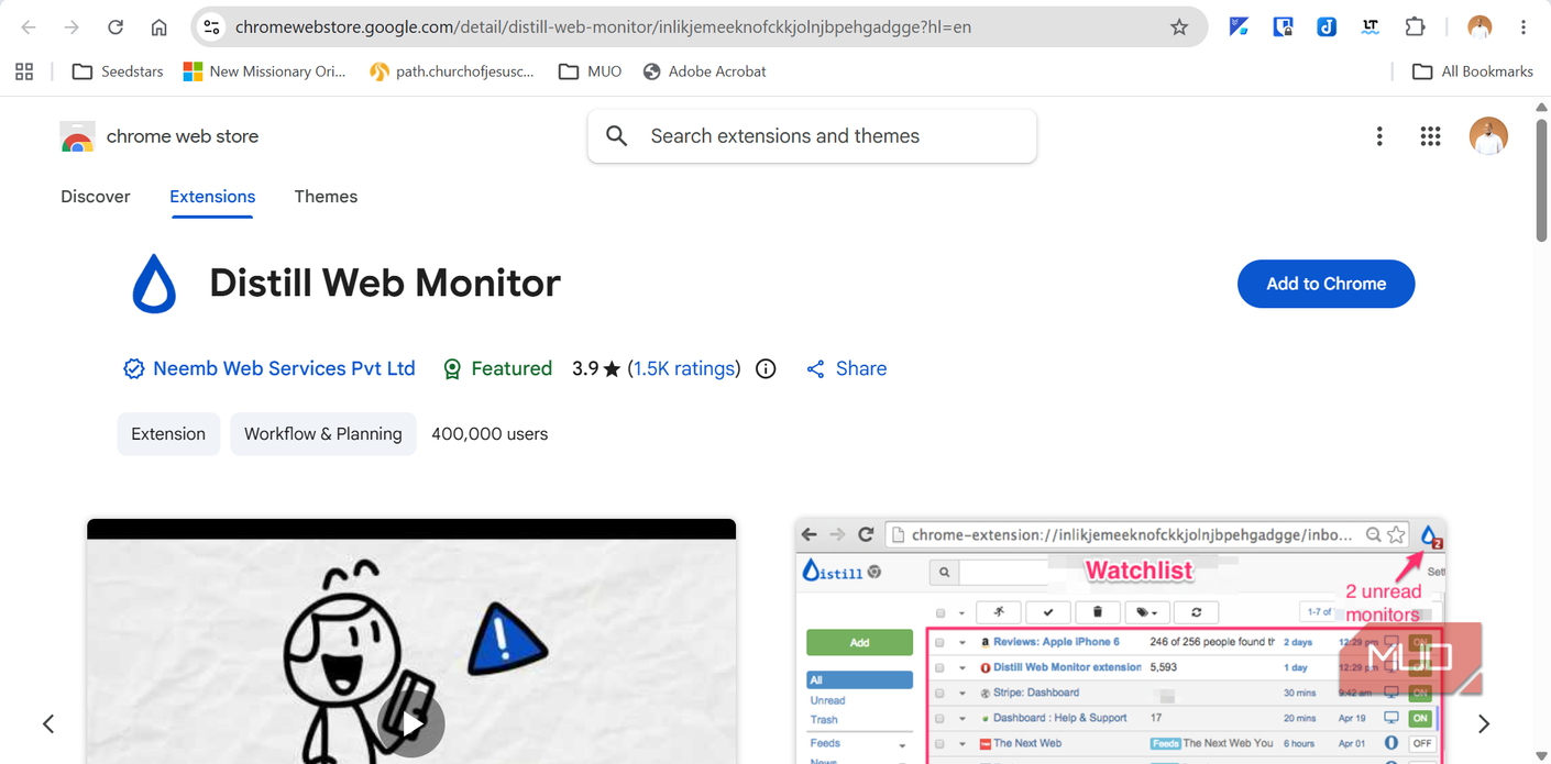 Расширение Distill в Chrome Страница расширения Distill в магазине дополнений Chrome
