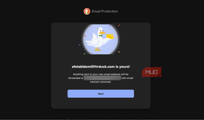 DuckDuckGo email protection address setup confirmation screen.