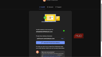 DuckDuckGo email protection and autofill settings page