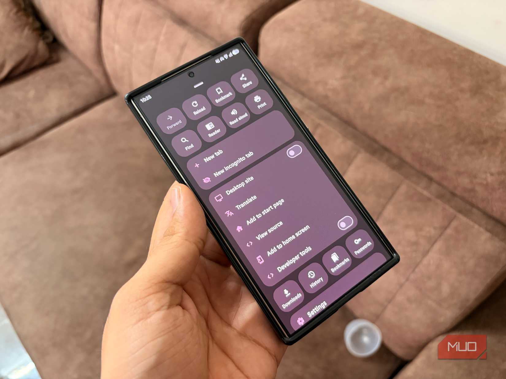 Eddy Browser settings menu options