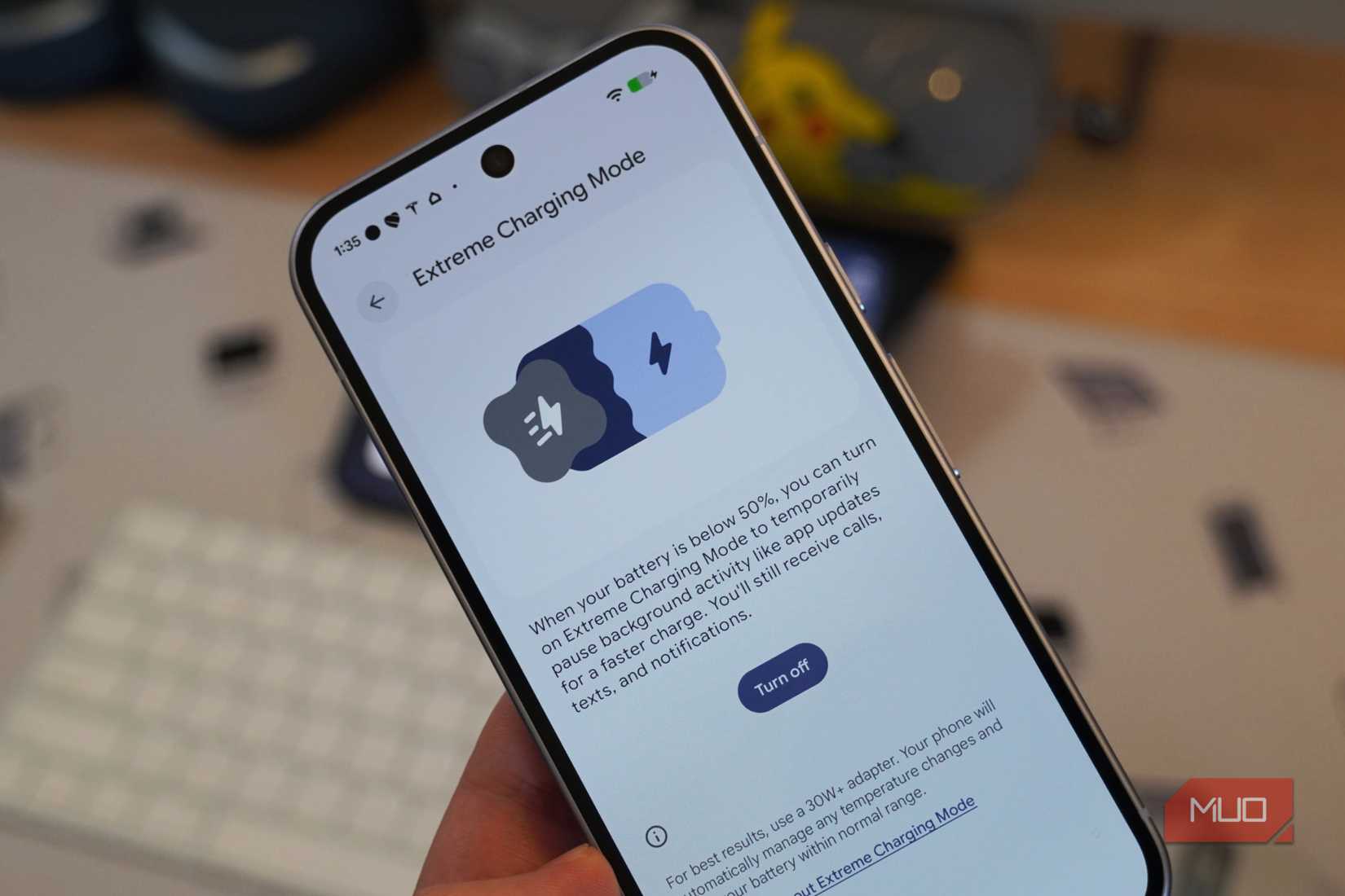 Extreme Charging mode on a Pixel 11.
