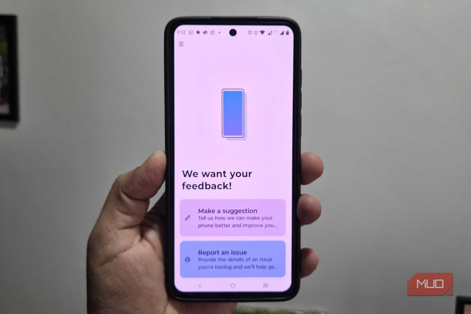 Feedback app on Motorola phone