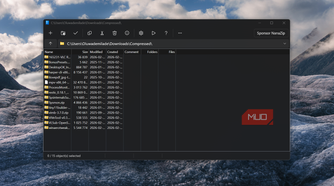 File manager window showing compressed folder contents
