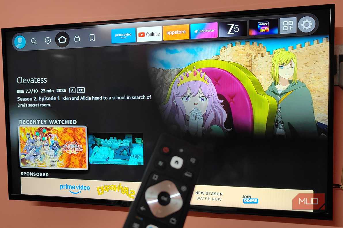 Интерфейс Fire TV Stick на экране телевизора Главный экран интерфейса Fire TV Stick