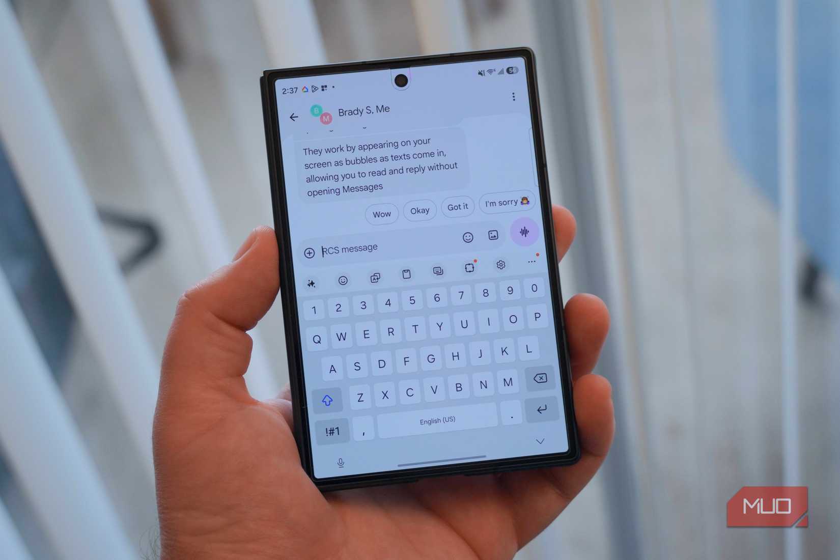 Gboard on a Galaxy Z Fold 8.