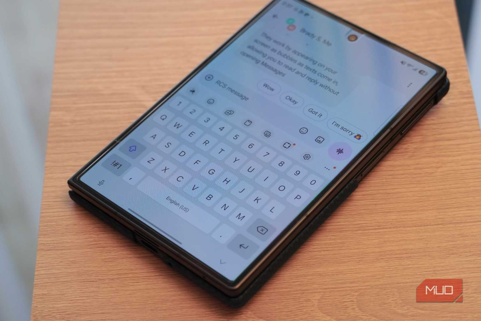 Gboard on a Galaxy Z Fold 8.