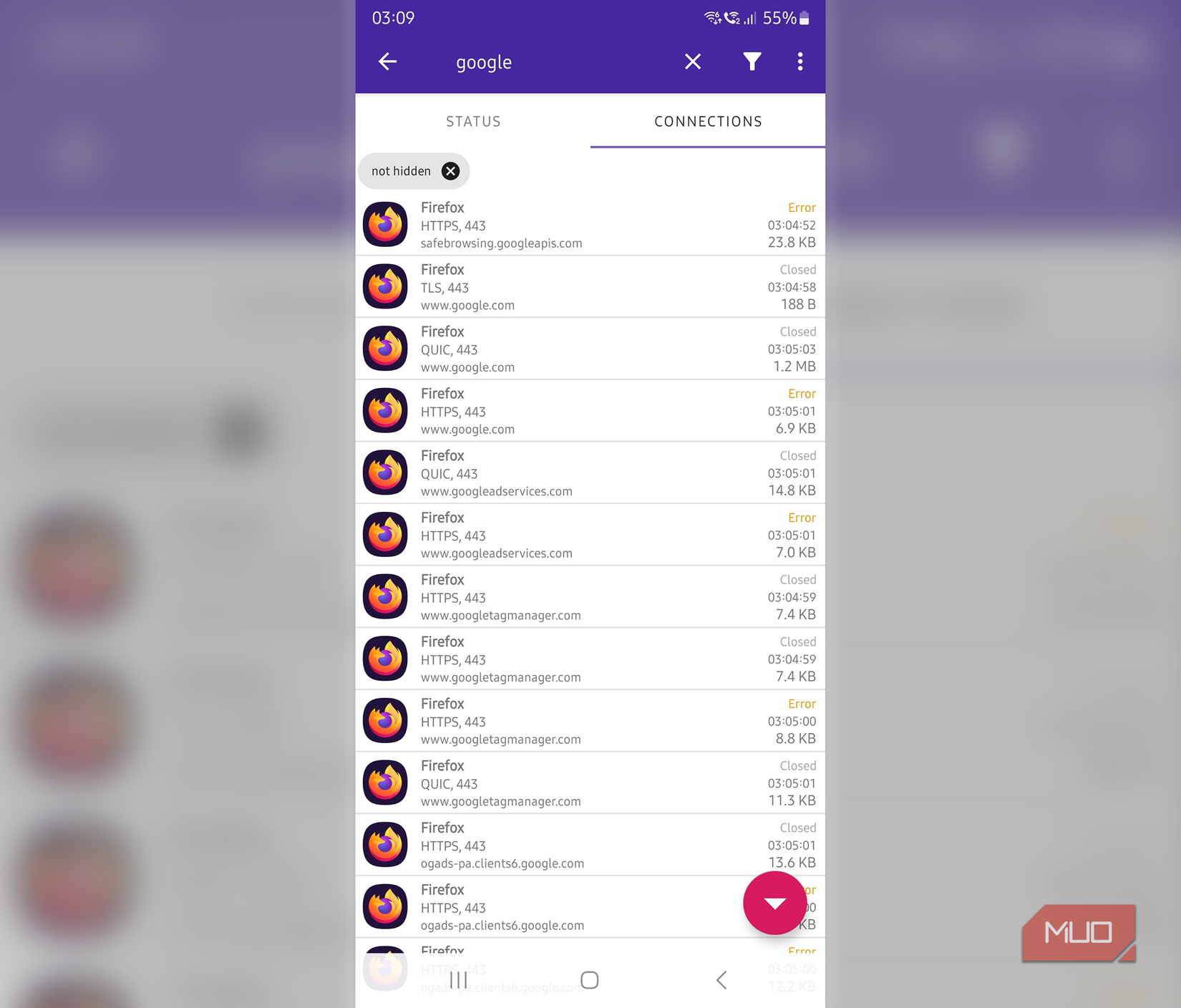 CAPdroid showing Firefox connections to Google-related domains while Google Play services is disabled