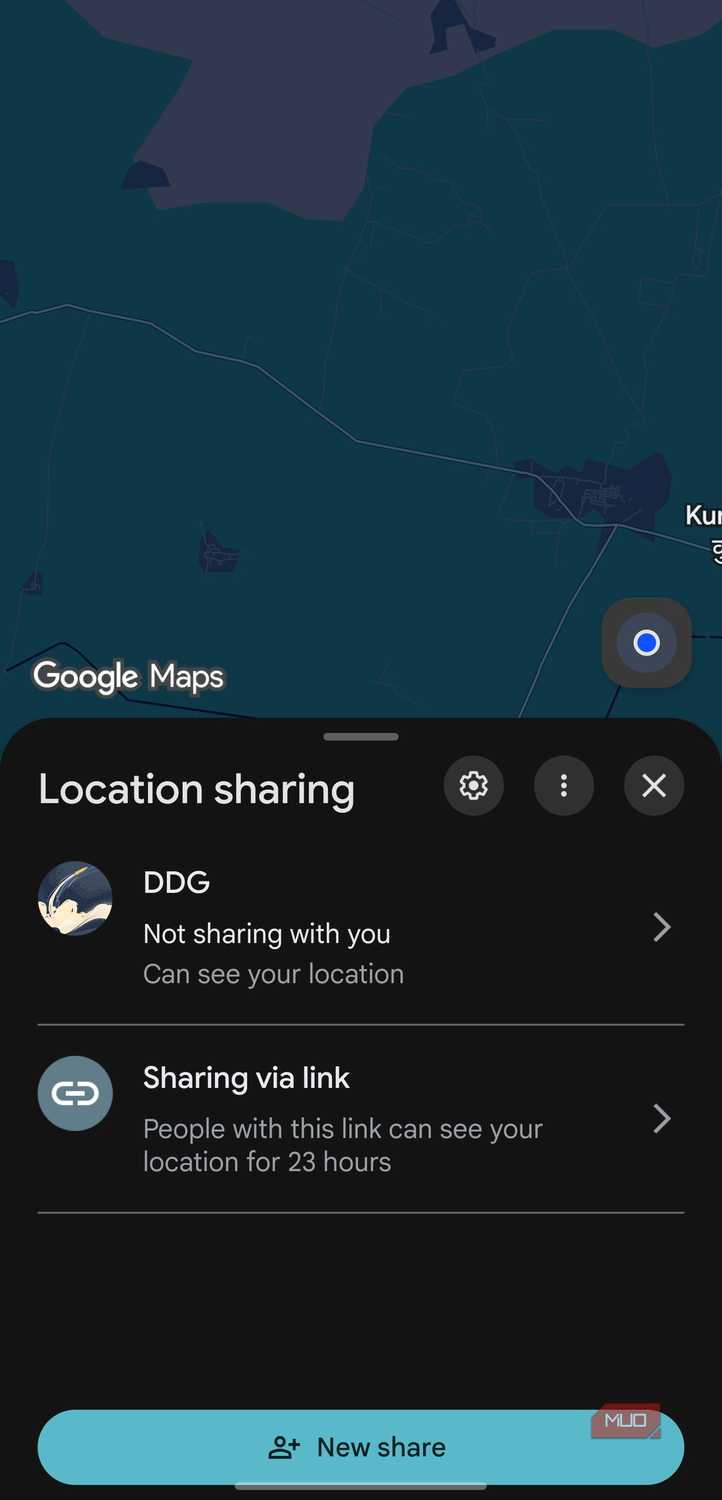 Google Maps active location sharing dashboard