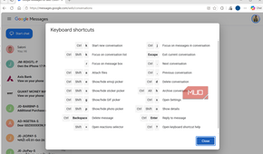 Google Messages for web keyboard shortcuts