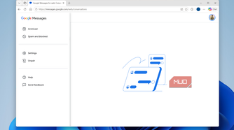 Google Messages for web menu