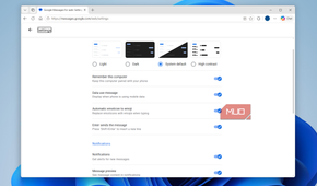 Google Messages for web settings