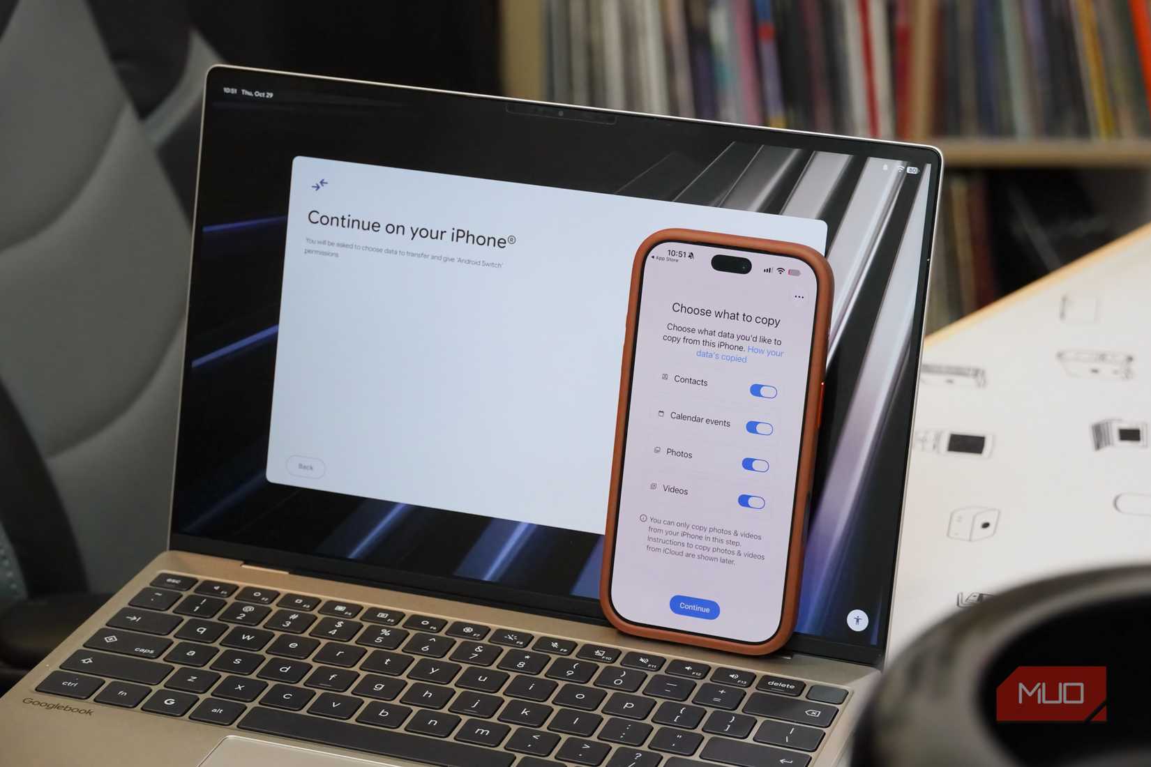 Copying data from an iPhone to a googlebook.