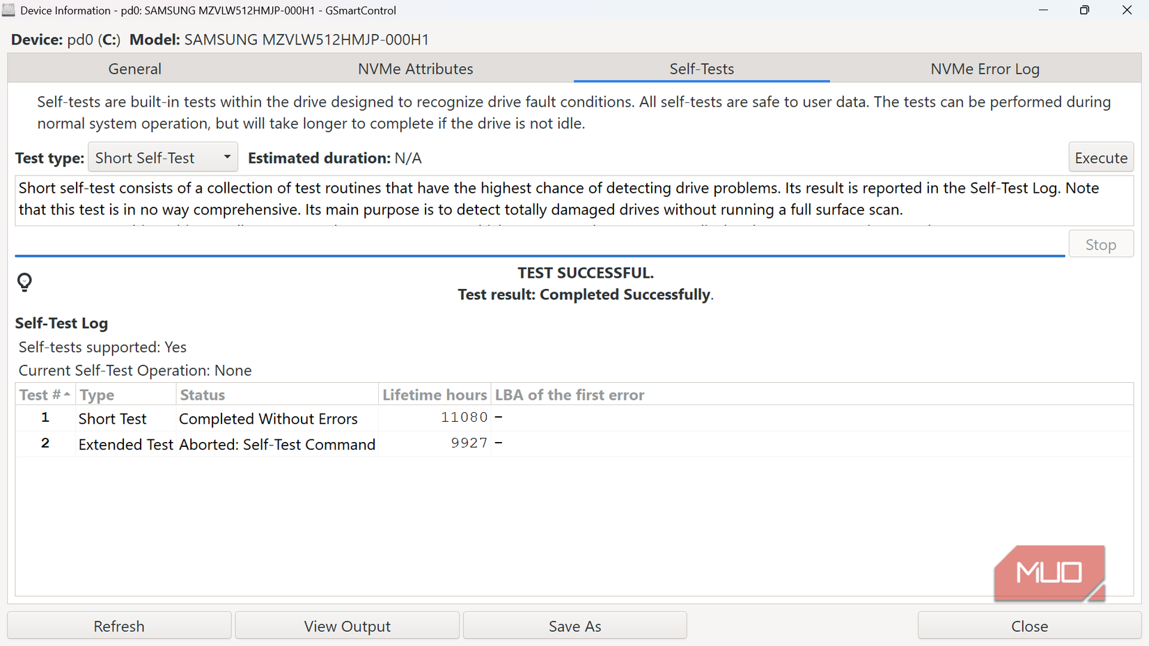 gsmartcontrol-nvme-short-self-test-success