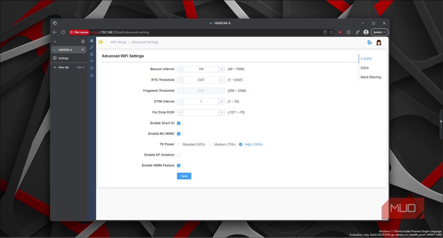 h660gm a wifi router advanced settings configuration panel