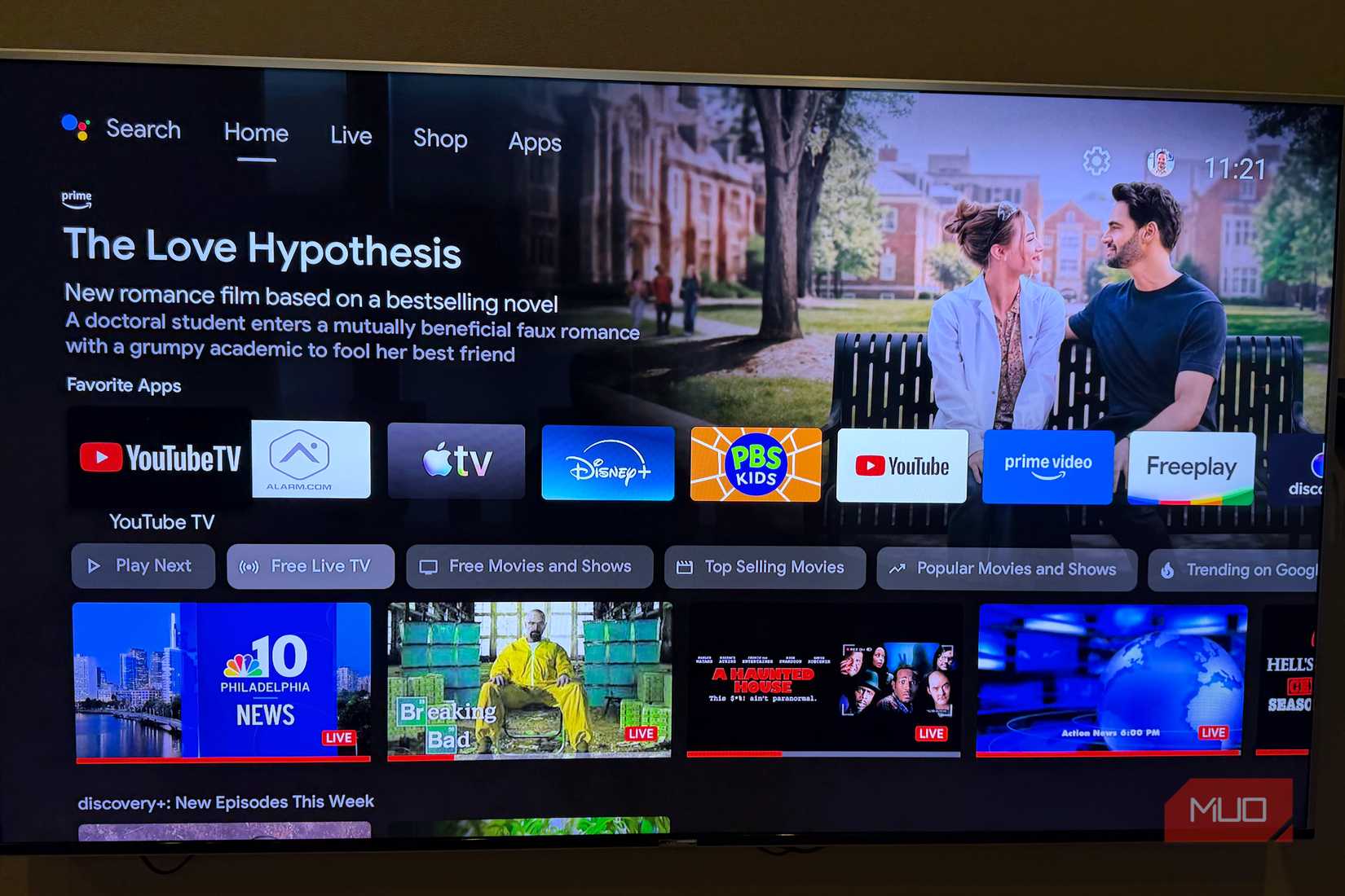 home page on shield tv