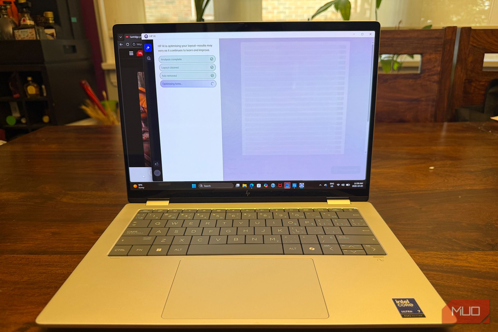 Экран анализа содержимого страницы в HP AI Print