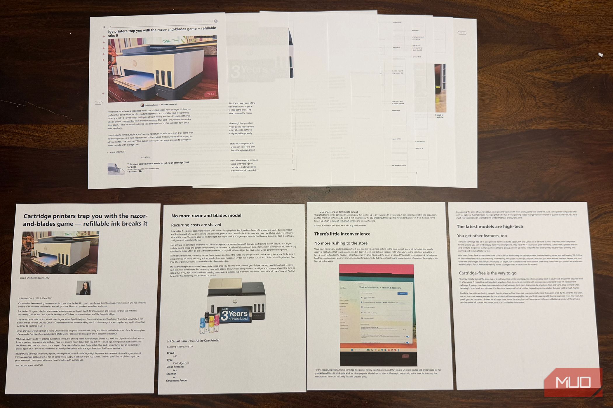 Сравнение результатов печати интернет-статьи с HP AI Print и без него