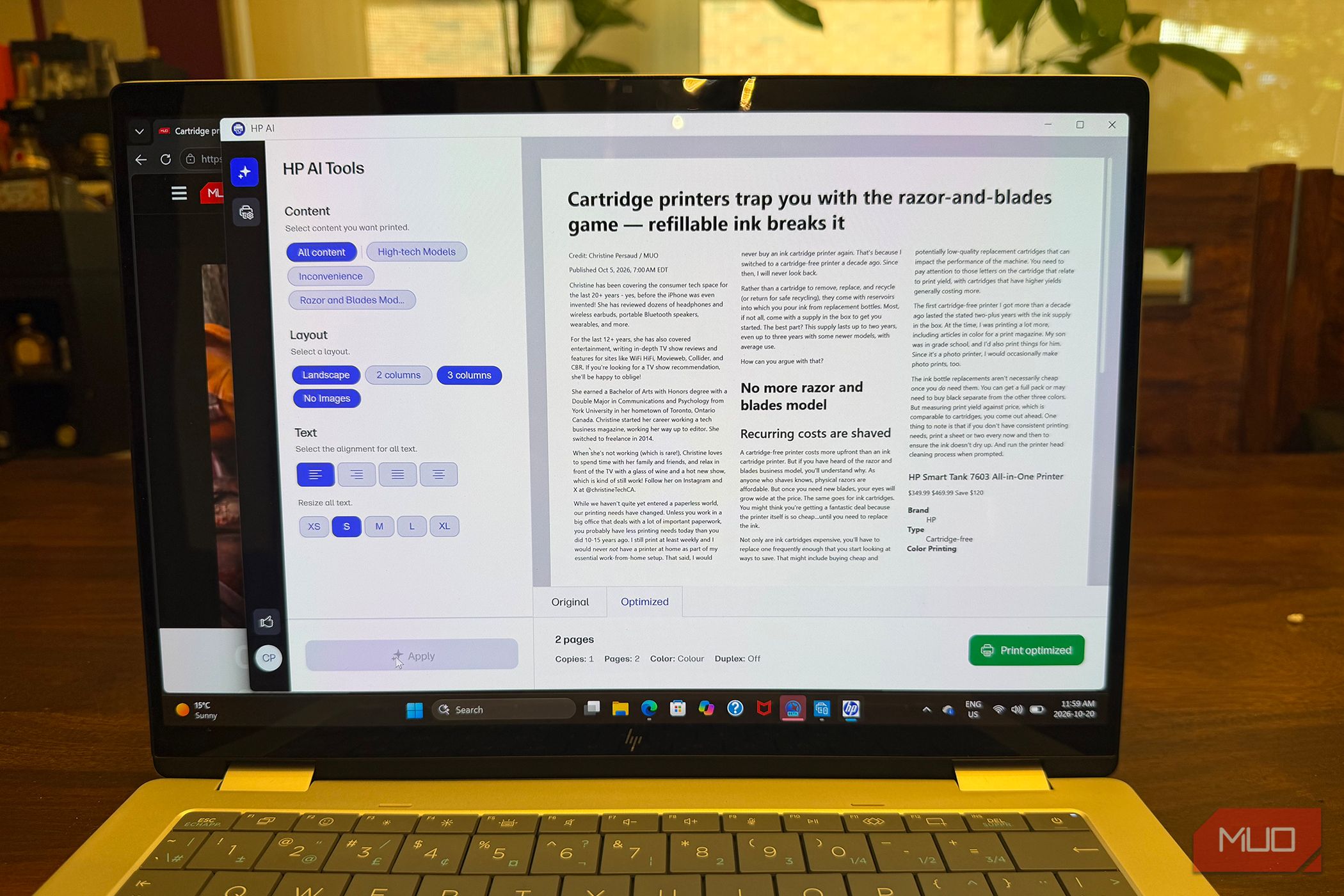 Печать статьи без графических изображений через HP Precise Print