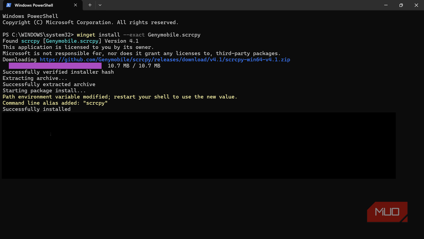 installing scrcpy with winget